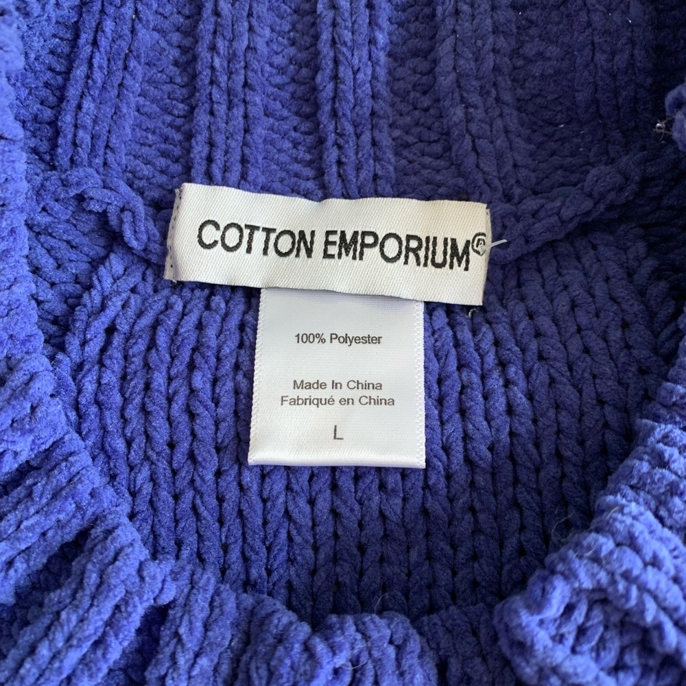 *SOLD* NWOT Cotton Emporium Cable Mock Sweater Blue Sz L - Picture 4 of 7